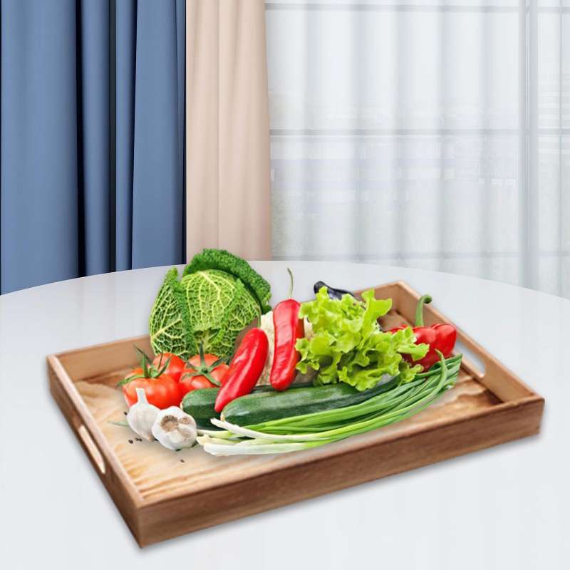 Jual Wooden Serving Platters Tray with Handles Multi Functional Height