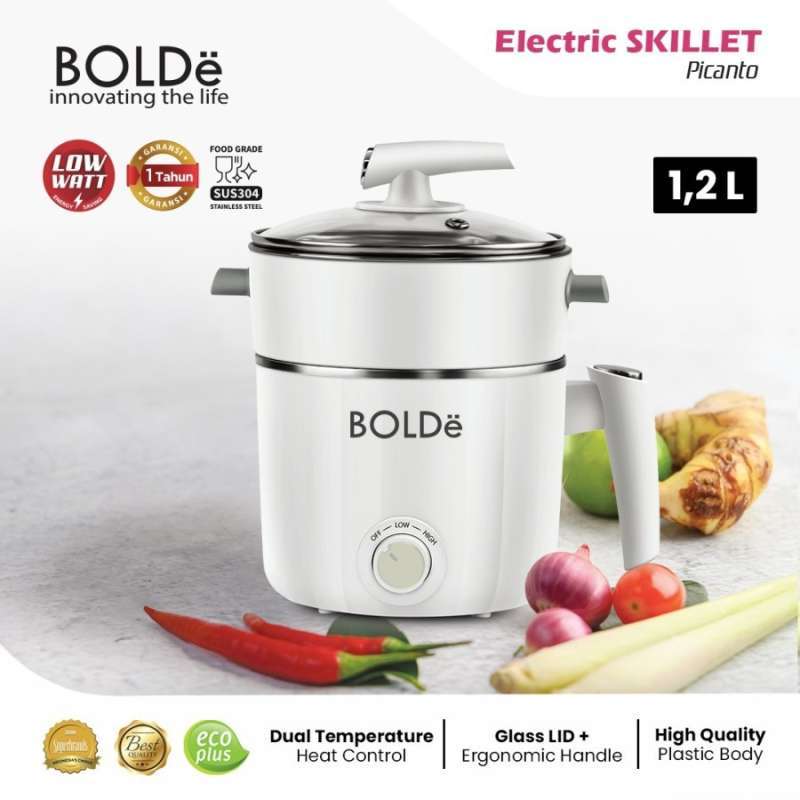 Promo Bolde Electric Skillet Picanto Panci Masak Steamer Serbaguna 1,2