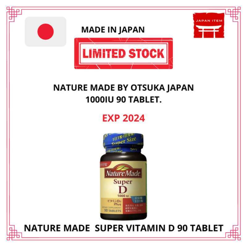 Promo Nature Made Super Vitamin D 1000 IU 90 Tablets by Otsuka Japan