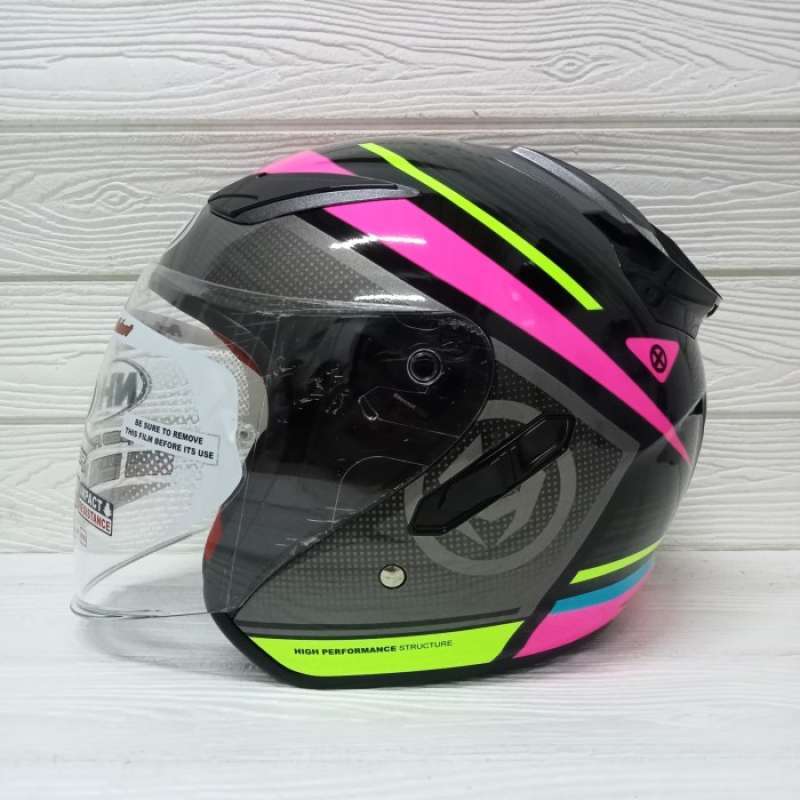 Promo HELM NHK R1 MOTIF ECTO BLACK PINK DOUBLE VISOR R1 Multicolor