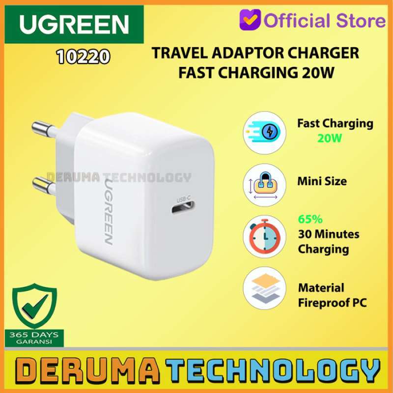 Jual UGREEN Kepala Adaptor Charger Mini Type C 12 Fast Charging 20W di