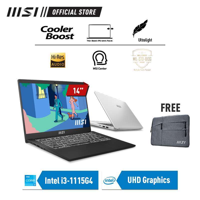 MSI Modern 14 B11MOL-433XIT Notebook 14'' FHD - Intel I3-1115G4, 8GB RAM, 256GB SSD, WiFi 6, Alluminio, Layout ITA