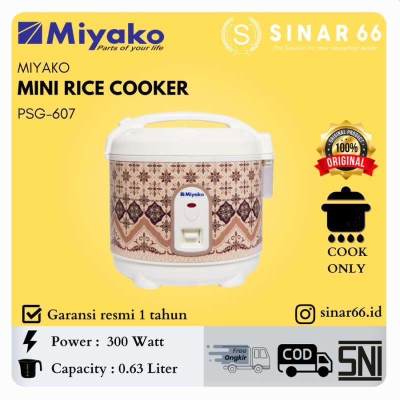 Jual MIYAKO MINI RICE COOKER 0.6L PSG607 PSG607 MULTIFUNGSI 2IN1 di