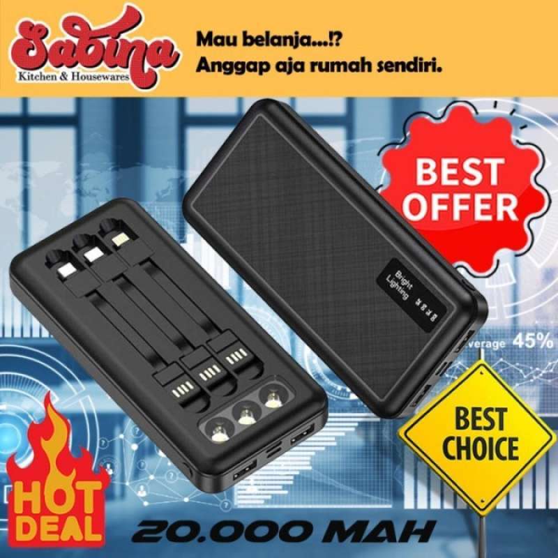 Promo Power Bank PowerBank 3 Port USB Type A C 20000mAh Lightning LCD