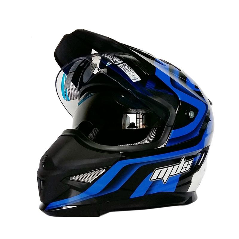 âˆš Mds Super Pro Helm Full Face - Solid White Blue    Met