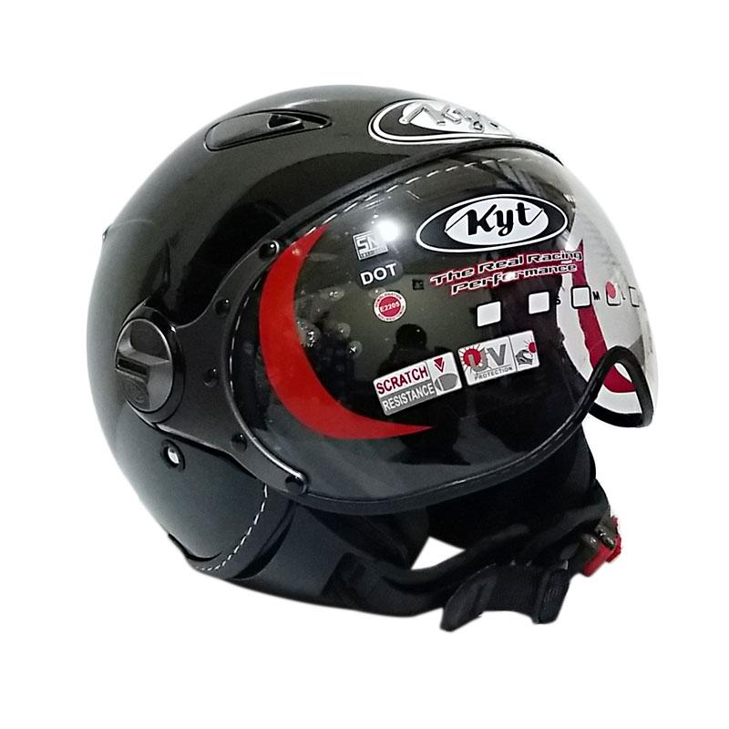 Jual KYT Elsico Solid Half Face Helm Motor - Black Metalic