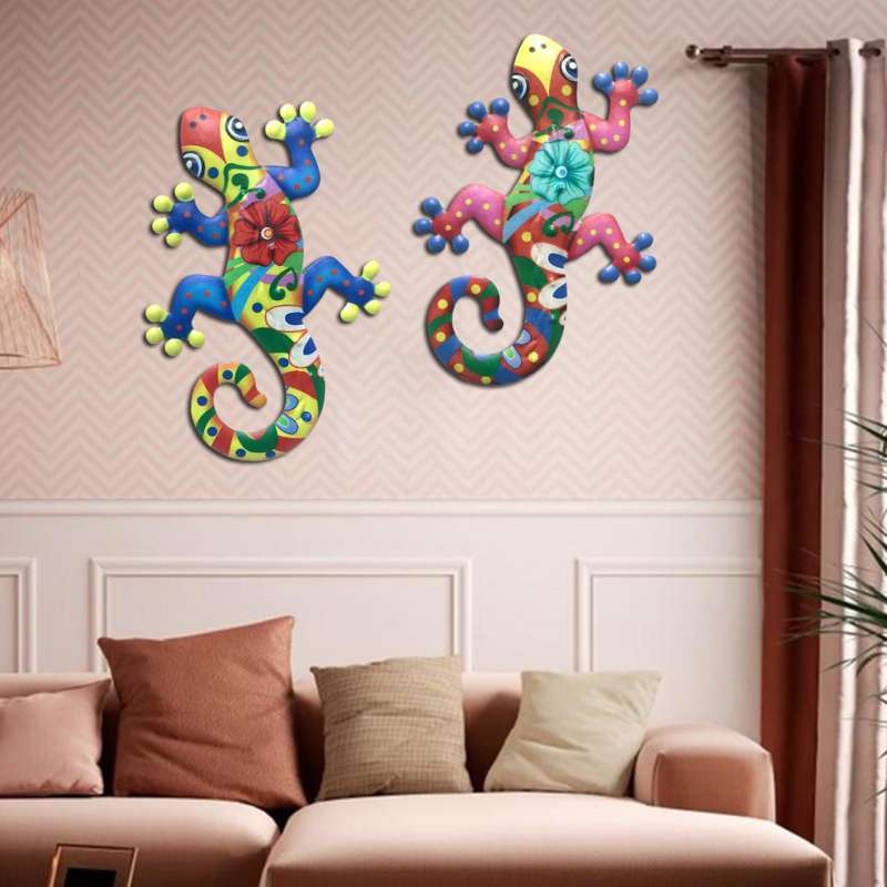 Jual 2pcs Metal Hang Gecko Wall Decor Lizard For Home Garden Patio