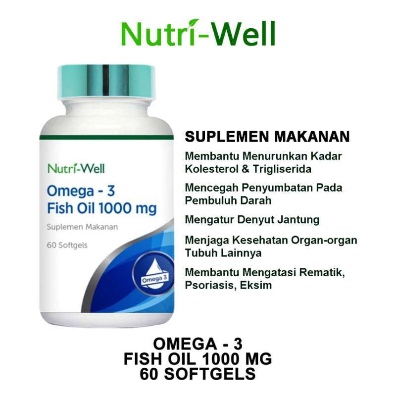 Jual NUTRIWELL OMEGA 3 FISH OIL 1000 MG NUTRI WELL MINYAK IKAN KOLESTROL REMATIK JANTUNG di