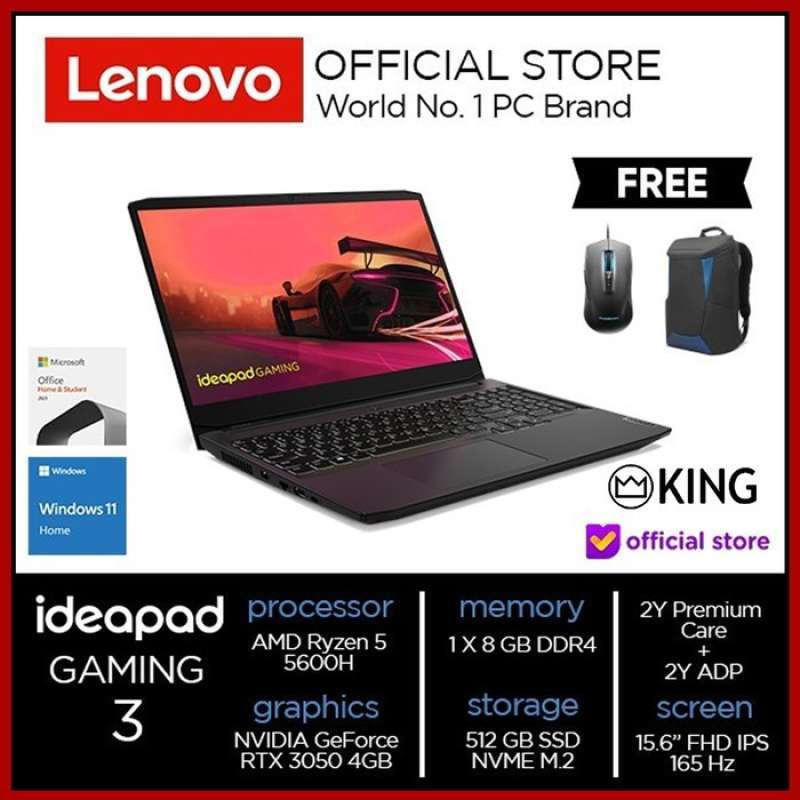 Jual Lenovo Ideapad Gaming 3 Ryzen 5 5600h 8gb Gtx1650 512gb Ssd 15 6