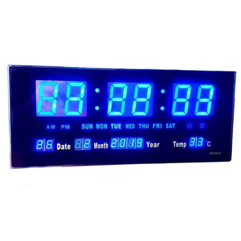 Promo Jam digital dinding led biru Jam Kantor, Jam Masjid Diskon 17 di