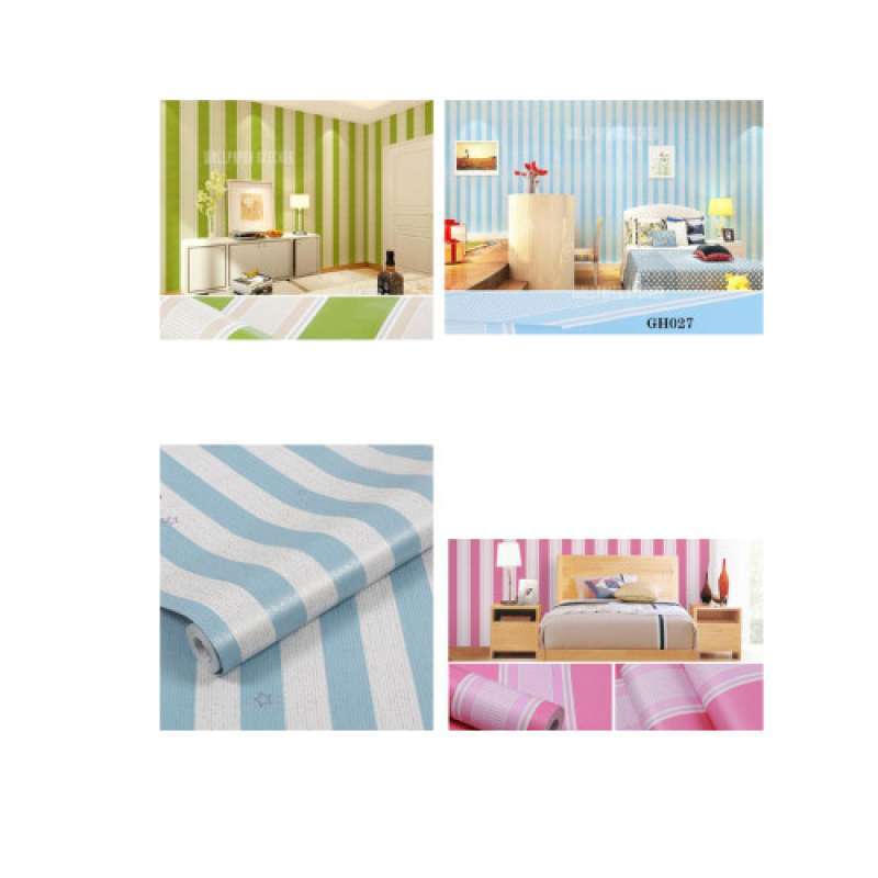 Promo PAKET 2 ROLL WALLPAPER STIKER DINDING RUANG TAMU MOTIF SALUR