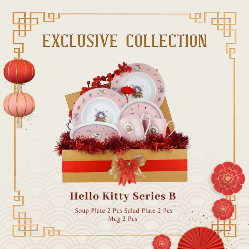 Jual ZEN Hampers/Parcel CNY Imlek Hello Kitty Series Piring Mangkok Set