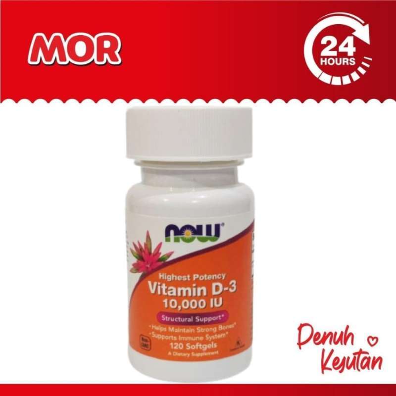 Jual NOW Vitamin D3 10000 IU isi 120s di Seller MOR Mart Official Store Poris Gaga, Kota