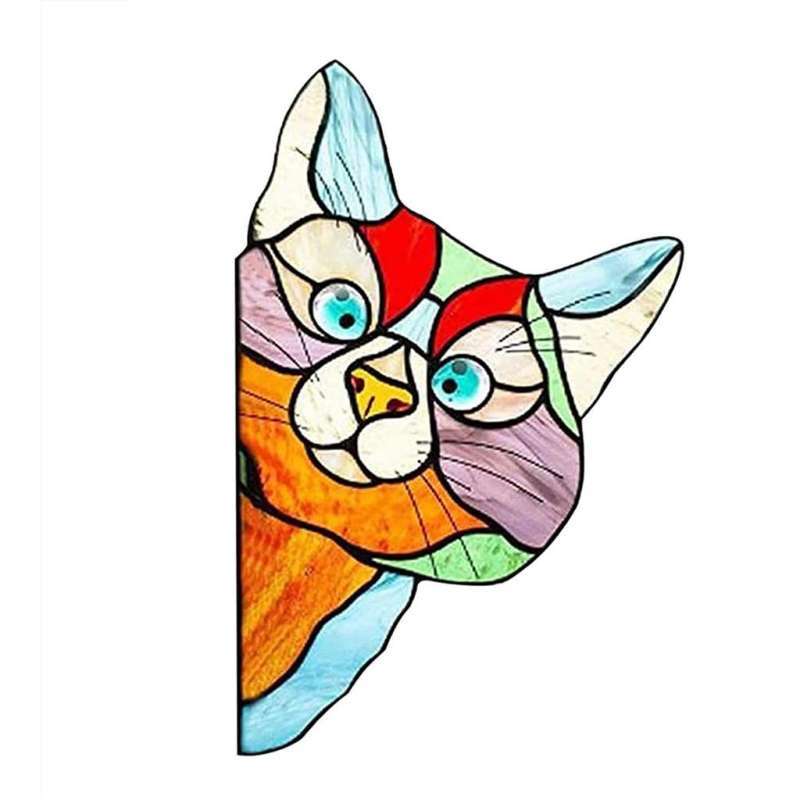 Jual Peeking Cat Stained Glass Suncatcher Lover Gift Stained Glass