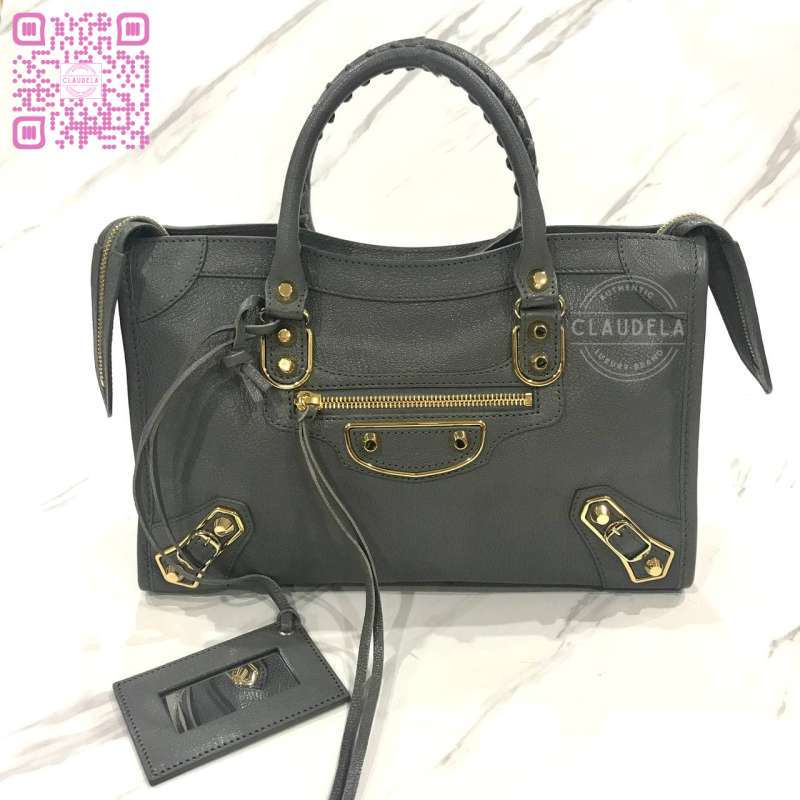 balenciaga metallic edge city small price