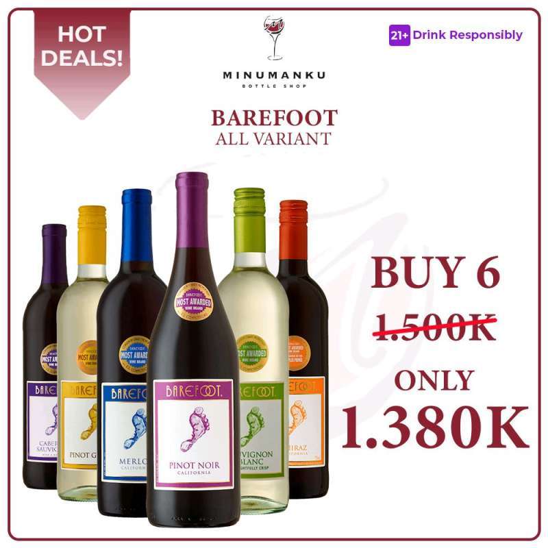 Jual Barefoot Wine All Variant [Buy 6 Bottles Special Price] di Seller Minumanku Store Ancol