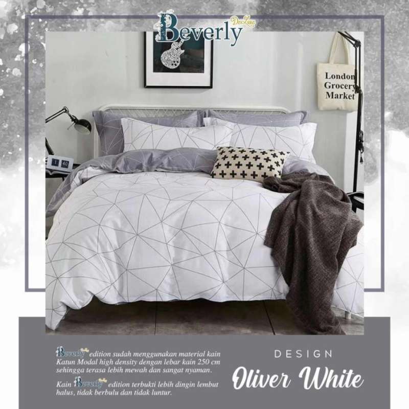 Jual Bed Cover Set Katun Lokal Motif Dewasa Putih di Seller