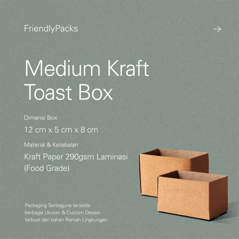 Jual Medium Half Toast Box Packaging Kraft / Kemasan Roti Bakar / Dus ...