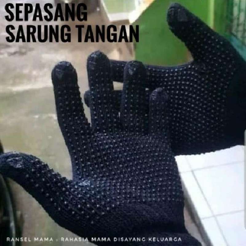 Jual Sarung Tangan Kerja Bintik Hitam Dot Karet Working Safety Gloves