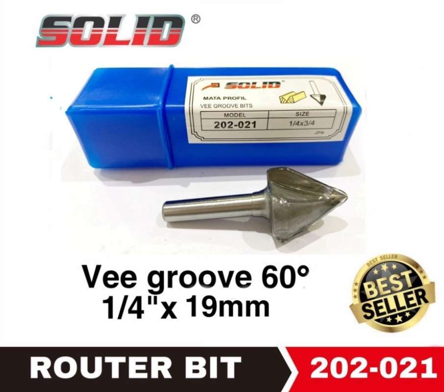 Jual SOLID MATA PROFIL ROUTER BIT MATA ROUTER VEE GROOVE 202021 SOLID