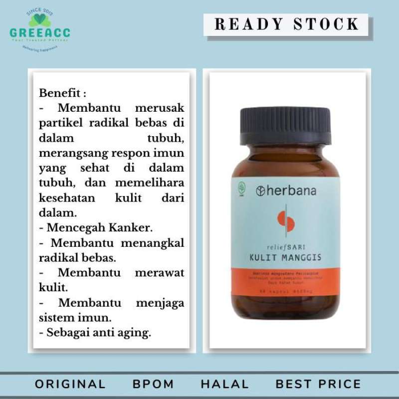 Jual HERBANA Relief Sari Kulit Manggis 60 Kapsul Suplemen Daya Tahan