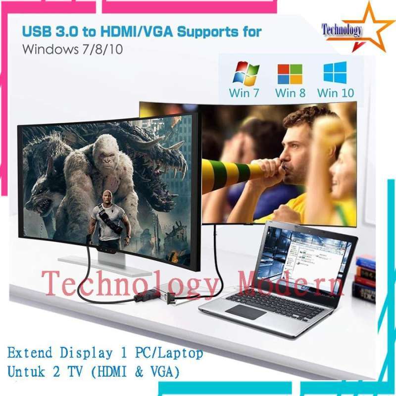 Jual Multiple Monitor Extend Display 1 PC U/ 2 TV (USB 3.0 to HDMI