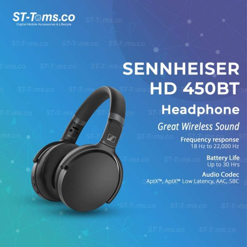 Jual Sennheiser HD 450BT / HD 450 BT Bluetooth Headphone with ANC di