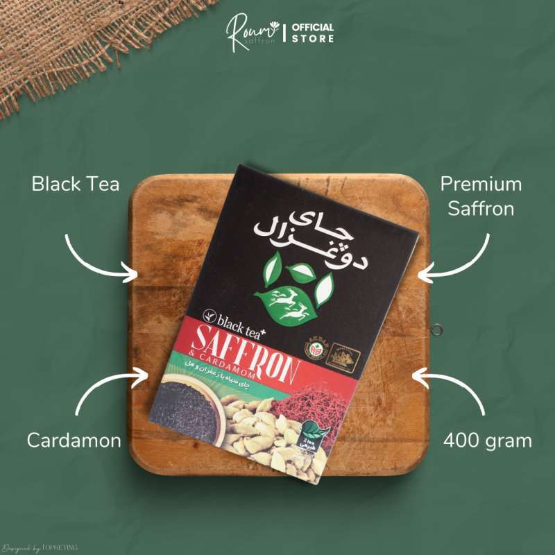 Jual Do Ghazal Black Tea Saffron and Cardamon with persian Iran Saffron di Seller Roumi Saffron