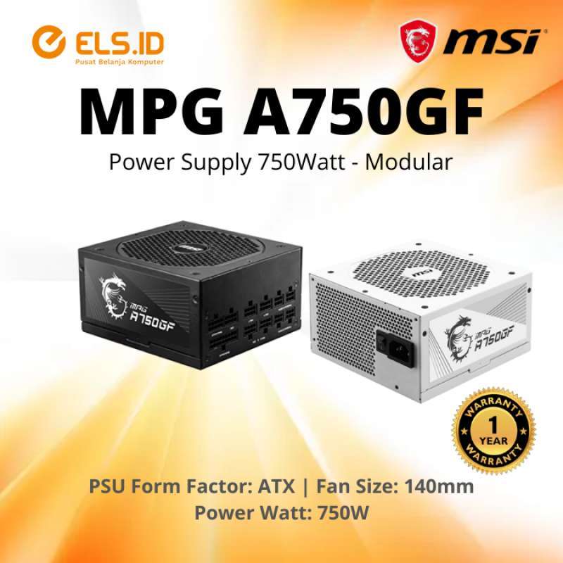 Jual MSI MPG A750GF Power Supply 750Watt 80Plus Gold Modular di