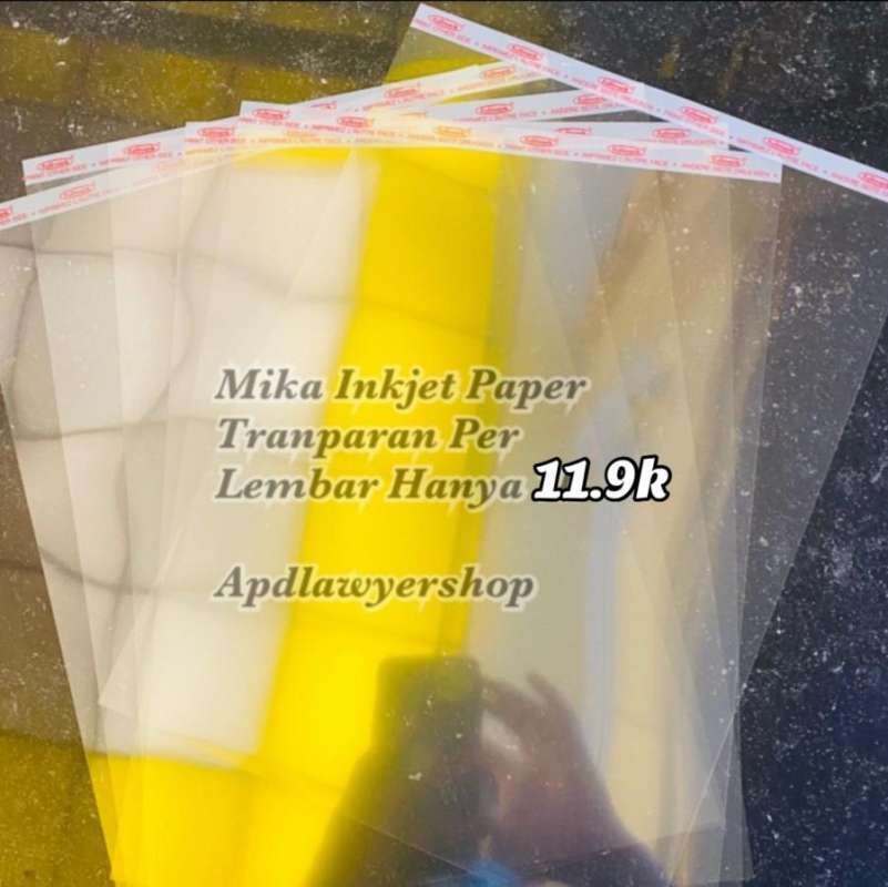Jual Mika Inkjet Paper Transparan Kertas Plastik Mika Transparan Per