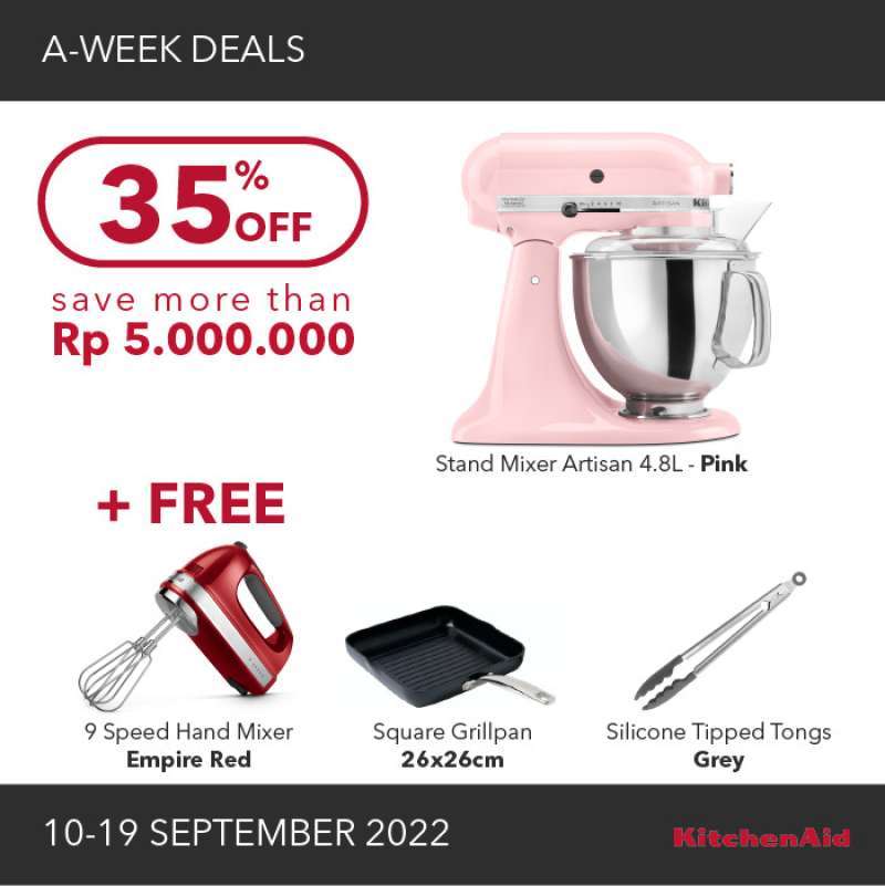 Jual KitchenAId Stand Mixer FREE Hand Mixer + Square Grillpan + Tipped