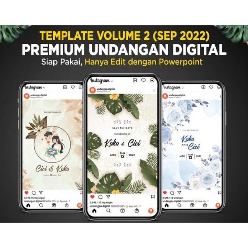 Jual template undangan pernikahan video rustic efek bunga dan daun di