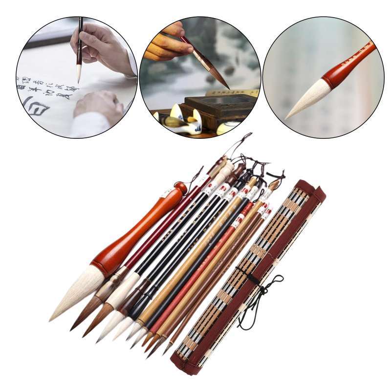 Chinese Calligraphy Brush Set - Bamboo Handle Sumi Ink Brushes For Writing & Painting Sumi Ink Painting Brushes