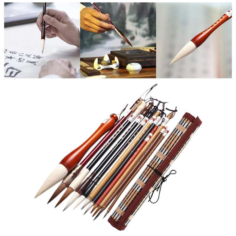 10Pcs Chinese Calligraphy Brushes Set, 120 ML Calligraphy And