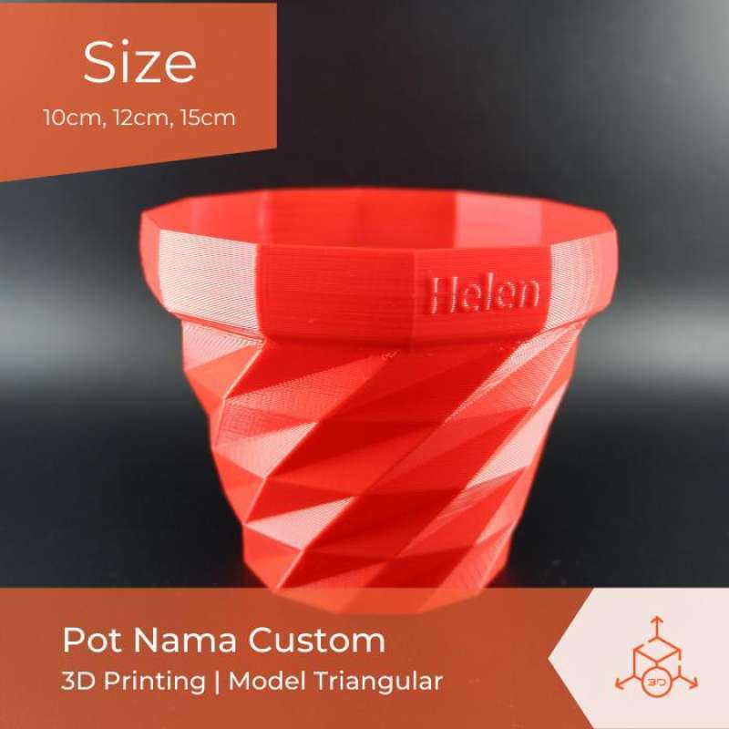 Triangular 3 Pin Pot Jual 3d Print Pot | Model Triangular| Pot Dengan Nama Custom - 15cm ...