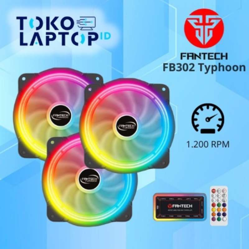 Jual Fantech FB302 Typhoon Fan Casing RGB 12cm With Remote Control di