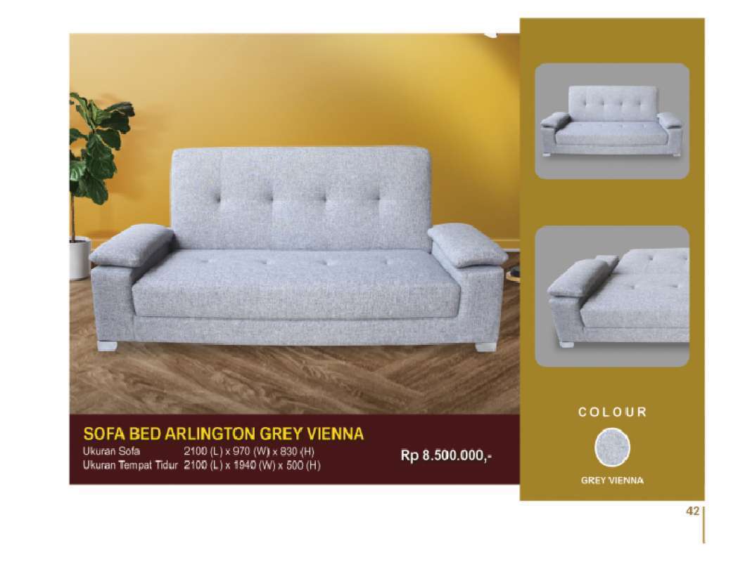 Jual SOFA BED ALINGTON GREY VIENNA di Seller Toko Nauri Tegal Sari