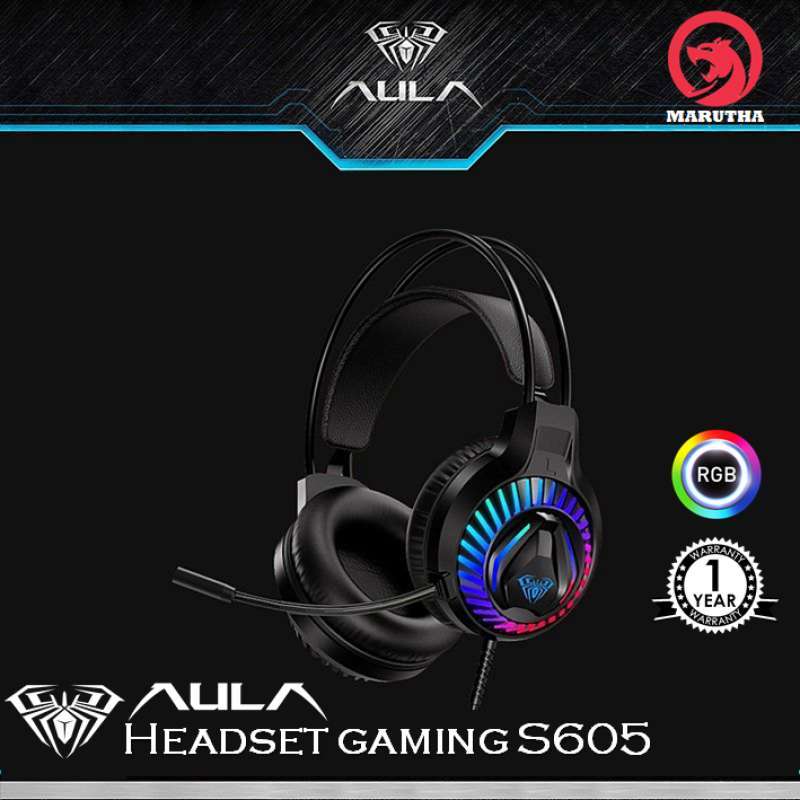 Promo Aula Headset Gaming S605 With RGB Backlight And Free Splitter