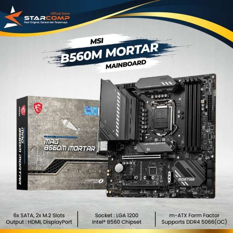 Jual MSI MAG B560M Mortar Motherboard LGA1200 B560 DDR4 di Seller