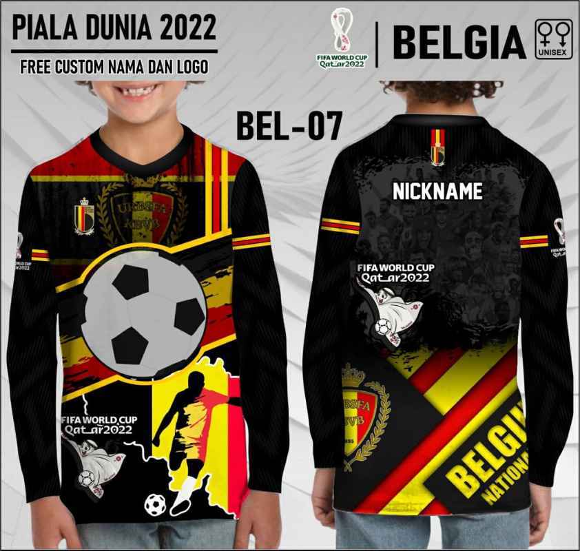 Promo Jersey piala dunia 2022 qatar baju bola anak timnas Belgia lengan