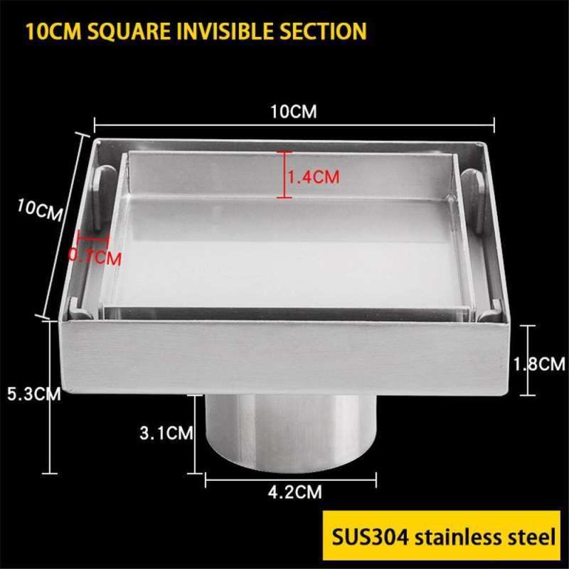 Jual 304 Stainless Steel Tak Terlihat Penguras Lantai Square Tebal