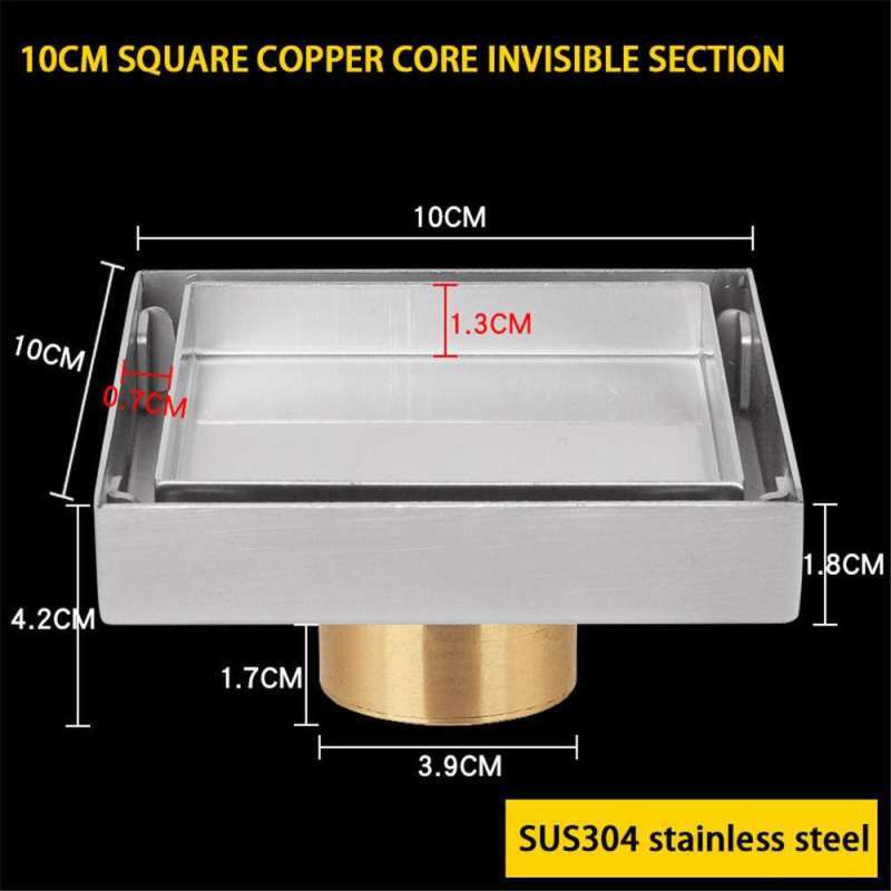 Jual 304 Stainless Steel Tak Terlihat Penguras Lantai Square Tebal