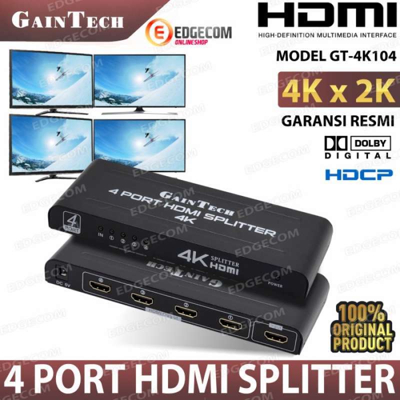 Jual Hdmi Splitter 4 Port / 1 Input To 4 Output Support 4k Gaintech Di ...