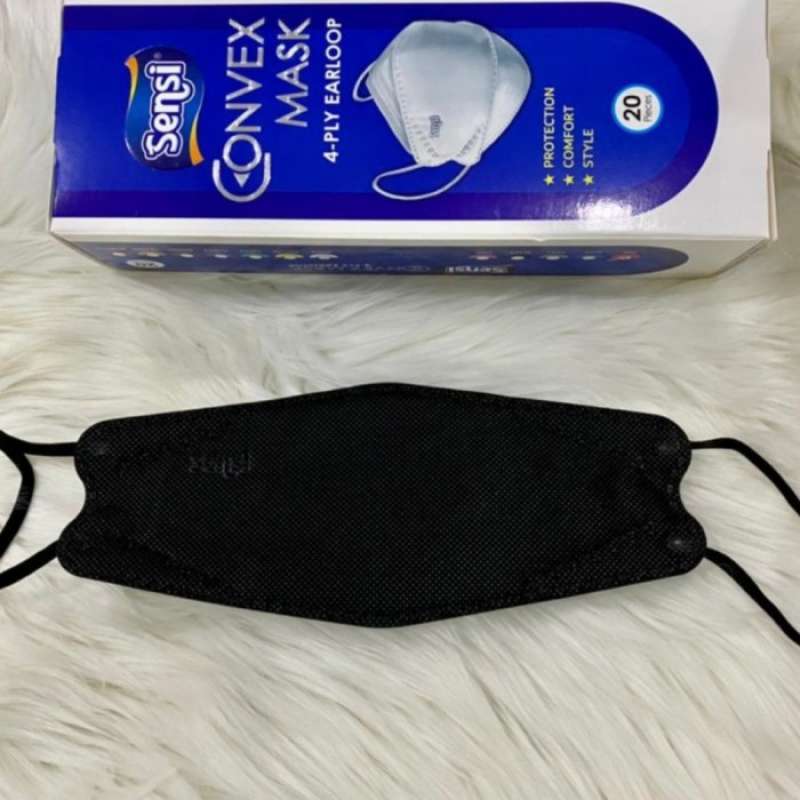 Jual Masker Sency Convex Hitam 4Ply 3D KF94 Isi 20 pcs Senci Mask