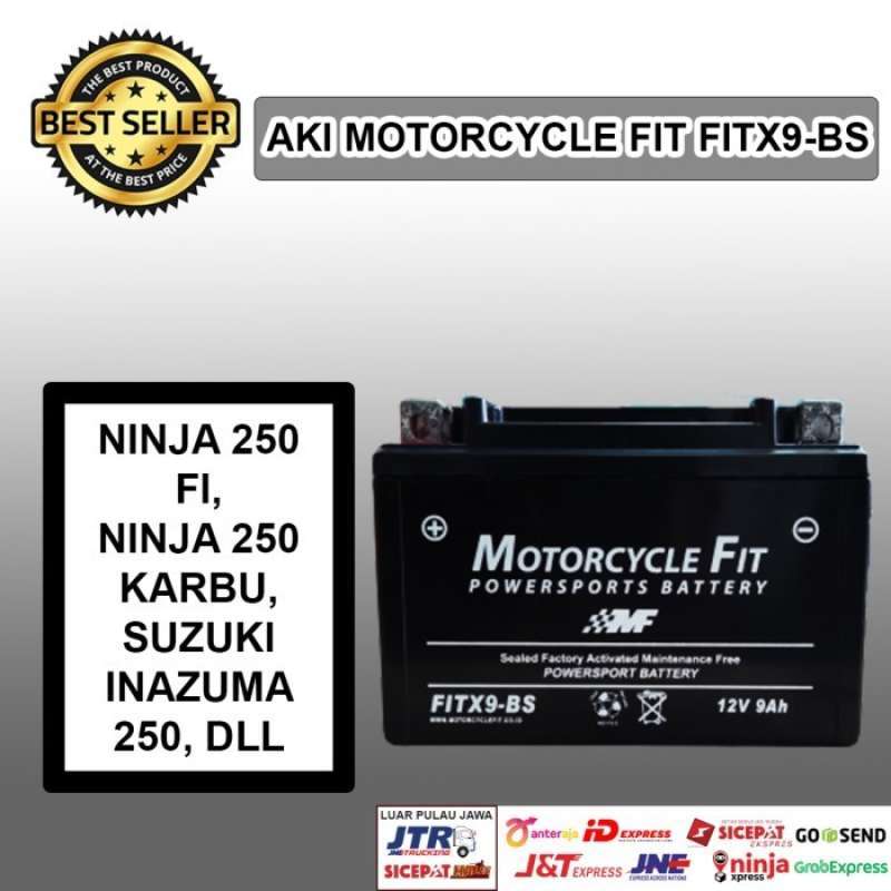 Jual Aki motor NINJA 250 FI/KARBU FITX9-BS aki kering motorcycle fit