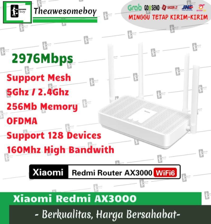 Jual Xiaomi Redmi Ax3000 Router Wifi 6 Mesh Ofdma 256Mb Memory 128 ...