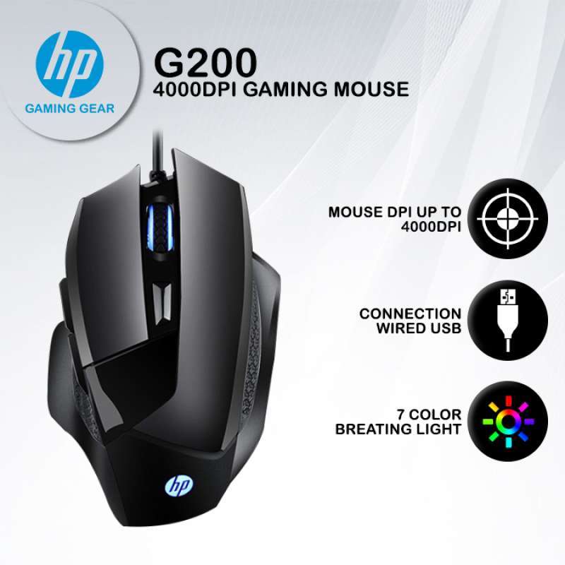 Jual Mouse Gaming HP G200 4000DPI RGB Driver Macro Software di Seller