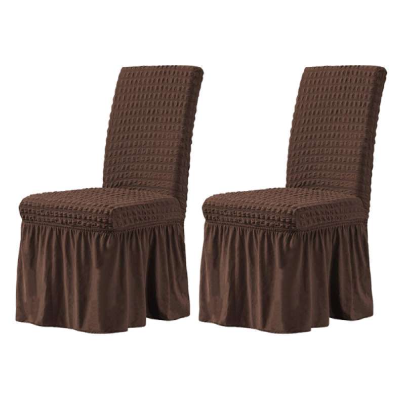Jual 2x Dining Chair Covers,ruffled Skirt Stool Slipcover Stretch