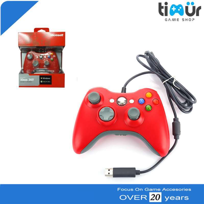 Promo Stik Stick Controller Xbox 360 Wired Warna Merah Kabel di Seller