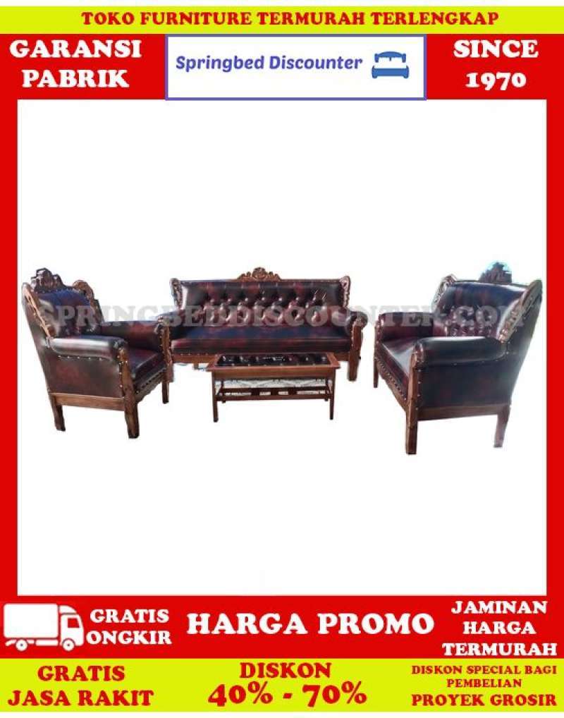 Jual Kursi Tamu Sofa Kayu Jati L One Heart Premium Grandong 321 Minimalis di Seller Springbed